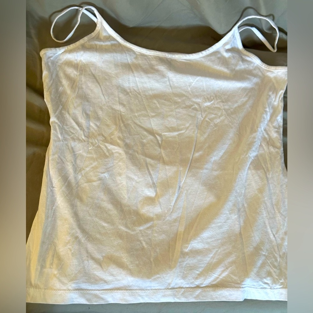 NWOT Style & Co petite medium camisole in white. 100% cotton, single layer